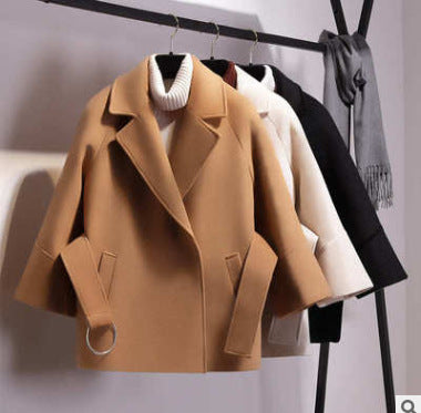 Img 1 - Wool Women Woolen Coat Student Short Slim Look Light Tan