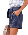 Img 5 - Europe Women Loose Shorts Lace High Waist Solid Colored City Casual Slim Look Folded Pants