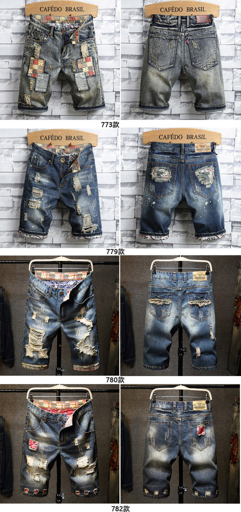 Img 6 - Summer Denim Pants Men knee length Ripped Shorts Trendy Teens