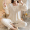 insPopular Streaming Solid Colored Pajamas Women Princess Long Sleeved Outdoor Loungewear Sleepwear