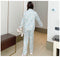 IMG 206 of Popular Streaming Pajamas Women Lapel Cotton Long Sleeved Trendy Western Cardigan Loungewear Sets Sleepwear