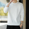 Solid Colored Loose Cotton Sweatshirt Long Sleeved White Trendy Elegant Sporty Tops Outerwear