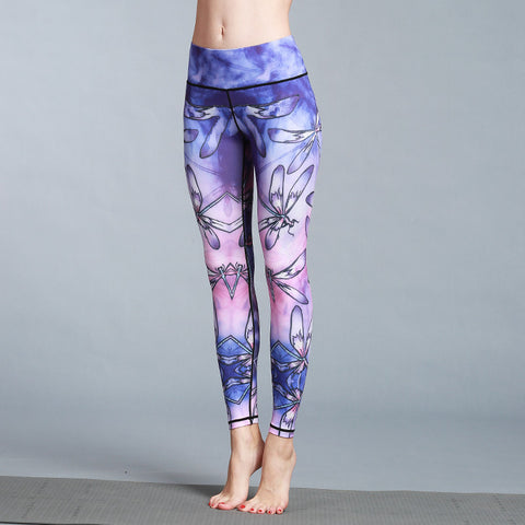 Printed Yoga Ankle-Length Pants Outdoor Sporty Jogging Quick Dry Fitness Fitting Stretchable Women Activewear