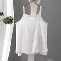Img 13 - Cotton Art Vintage Thin Embroidered Flower Blend Strap Women Loose All-Matching Tank Top Summer Camisole