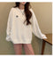IMG 109 of Blue oversizeSweatshirt Women Loose bfLazy insLong Sleeved Tops Thin Outerwear