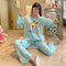 IMG 122 of Pajamas Women Sleeve Length Pants Korean Cartoon Loose Plus Size Adorable Two-Piece Sets Loungewear Sleepwear