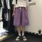 Img 1 - Purple Shorts Women Cotton Mid-Length Straight Wide Leg Summer Loose Plus Size Casual Bermuda