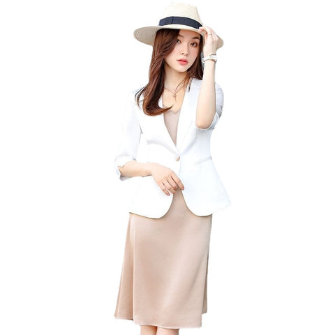 Img 5 - White Blazer Women Summer Thin Uniform Dress Suit Sets Two-Piece