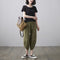 IMG 143 of Plus Size Women Pants Cultural Style Cotton Wide Leg All-Matching Art Slim Look Harem Ankle-Length Pants