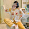 IMG 158 of Popular Streaming Pajamas Women Lapel Cotton Long Sleeved Trendy Western Cardigan Loungewear Sets Sleepwear