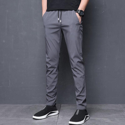 Breathable Plus Size Pants Stretchable Loose Straight Length Sporty Quick Dry Slim-Fit Pants