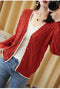 IMG 120 of Knitted Cardigan Women Long Sleeved Sweater Loose Plus Size Matching Tops Short Outerwear