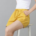Img 2 - Striped Cotton Shorts Short Wide Leg Women Pants Summer Loose Pocket Elastic Waist
