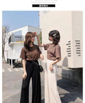 Img 6 - Silk Women Korean Floor Length Slim-Look Loose Drape High Waist Casual Wide Leg Pants