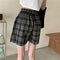 Img 4 - High Waist Wide Leg Shorts Women Loose Outdoor Korean Summer Plaid Student Vintage Chequered Casual Pants Hot