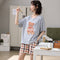 Pajamas Women Summer Cotton Short Sleeve Pants Sets Korean Princess Loose Loungewear Thin Sleepwear