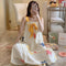 Summer Strap Pyjamas Women Korean Sweet Look Princess Pajamas Loose Plus Size  Loungewear Sleepwear