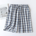 IMG 108 of Japanese Chequered Pajamas Pants Men Summer Cotton Double Layer Thin Bermuda Shorts Beach Home Shorts