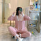 insPopular Streaming Solid Colored Pajamas Women Princess Long Sleeved Outdoor Loungewear Sleepwear