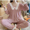 insPopular Streaming Solid Colored Pajamas Women Princess Long Sleeved Outdoor Loungewear Sleepwear