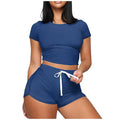Img 6 - Europe Women Trendy Casual Sexy Drawstring Strap Short Pants Sets Two-Piece