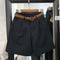 Img 8 - Cotton High Waist A-Line Bermuda Shorts Wide Leg Cargo Women Loose Casual Pants