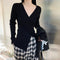 IMG 104 of Sexy Undershirt insTrendy V-Neck Thin Niche Sweater Women Tops Outerwear
