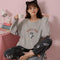 Pajamas Women Cotton Sleeve Length Pants Korean Adorable Student Outdoor Loungewear Sets Sleepwear