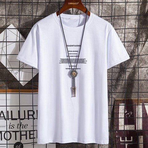 Summer Short Sleeve T-Shirt Matching Tops Loose Trendy Half Sleeved White Round-Neck T-Shirt
