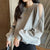 Img 1 - Zipper Bare Shoulder Sweatshirt Women Long Sleeved insLoose Solid Colored Plus Size