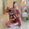 Pajamas Women Sleeve Length Pants Korean Cartoon Loose Plus Size Adorable Two-Piece Sets Loungewear Sleepwear