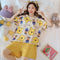 Pajamas Women Summer Short Sleeve Korean Student Thin Plus Size Adorable Cartoon Outdoor Loungewear Sets Sleepwear