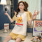 Img 8 - Pajamas Women Summer Short Sleeve Korean Student Thin Plus Size Adorable Cartoon Outdoor Loungewear Sets