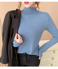 IMG 134 of Black Round-Neck Half-Height Collar Undershirt Women Slim Look Solid Colored Under Long Sleeved Tops Outerwear