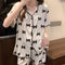 Southeast Asia Pajamas Women Summer Short Sleeve Shorts Silk Loungewear Cardigan Sets Sleepwear