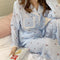 IMG 115 of Ruffle Collar Chequered Cherry Floral Pajamas Sets Women Casual Student insLoungewear Outdoor Sleepwear