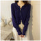 IMG 115 of Hooded Knitted Cardigan Women Korean Slim Look Zipper Short Long Sleeved Tops Outerwear
