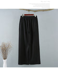 IMG 119 of Cotton Blend Wide Leg Pants Women Summer Thin All-Matching Straight Jeans High Waist Drape Plus Size Casual Pants