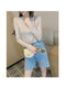 IMG 137 of Korean Office Slim Look Solid Colored Under Stand Collar Sweater Women Outerwear