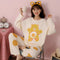 Pajamas Women Cotton Sleeve Length Pants Korean Adorable Student Outdoor Loungewear Sets Sleepwear