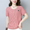 Img 1 - Blouse Summer Art Casual Cotton Blend T-Shirt Plus Size Slim Look Short Sleeve Chequered Tops Blouse