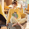 Pajamas Women Cotton Long Sleeved Korean Two-Piece Sets Loose Plus Size Outdoor Loungewear Sleepwear