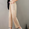 Img 4 - Cotton Blend Wide Leg Pants Women High Waist All-Matching Straight Jeans Loose Casual Ankle-Length Harem