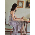 Img 3 - French Vintage Floral Dress Women Summer Korean Petite Sleeveless Mid-Length Slip Dress
