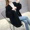 IMG 121 of Korean Puff Sleeves V-Neck Sweater Cardigan Women Loose Lazy Solid Colored Outerwear
