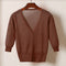 Matching Silk V-Neck Tops Sunscreen Cardigan Sweater Women Summer Thin Short Half Sleeved Outerwear