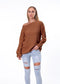 Europe Women Solid Colored Loose Oblique Collar Short Tops Long Sleeved Knitted Sweater Outerwear