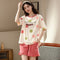 Pajamas Short Sleeve Women Cartoon Knitted Cotton Loungewear Sleepwear