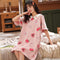 Pyjamas Women Summer Cotton Short Sleeve Mid Length Adorable Korean Princess Dress Plus Size Loungewear Sleepwear