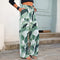 IMG 107 of Long Pants Popular Women Green Printed Loose Wide Leg Casual Pants